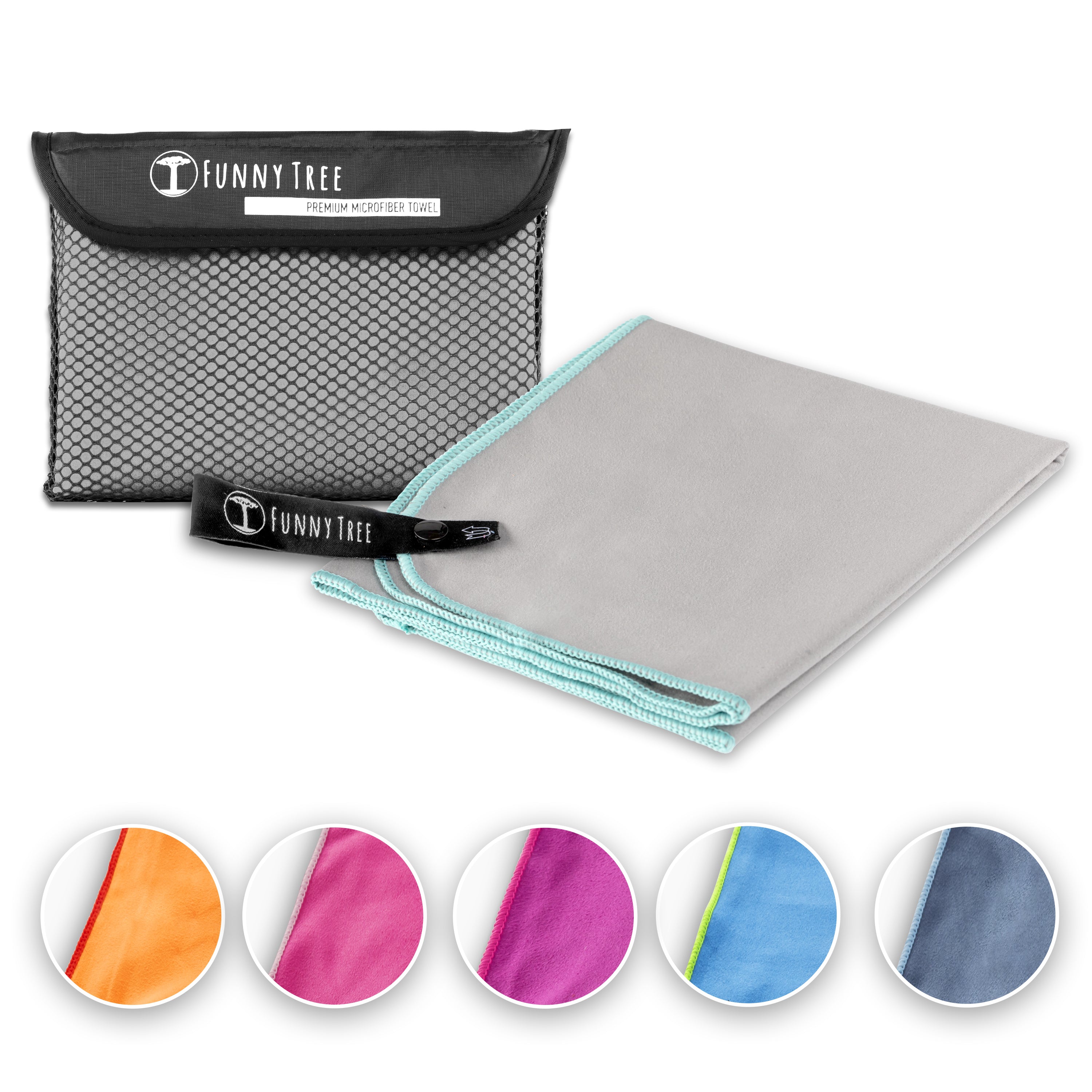 Mikrofaser Handtuch Grau 40x80 cm inkl. Meshbag