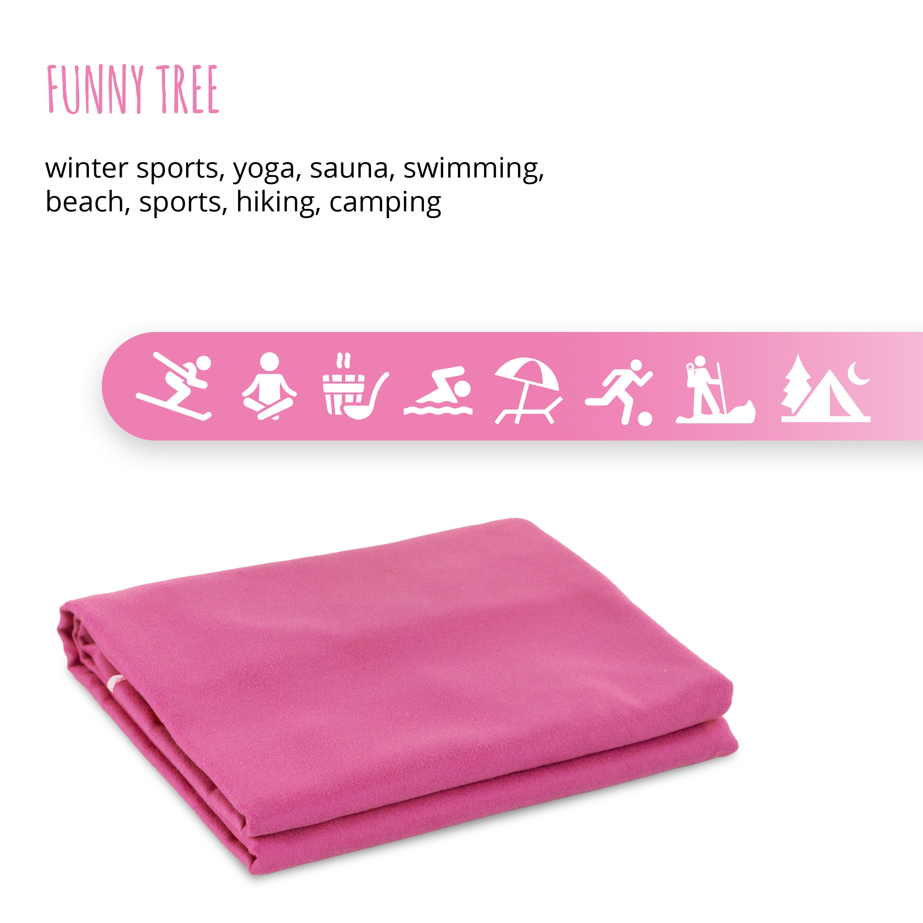 Mikrofaser Handtuch Pink 80x180 cm inkl. rundem Meshbag