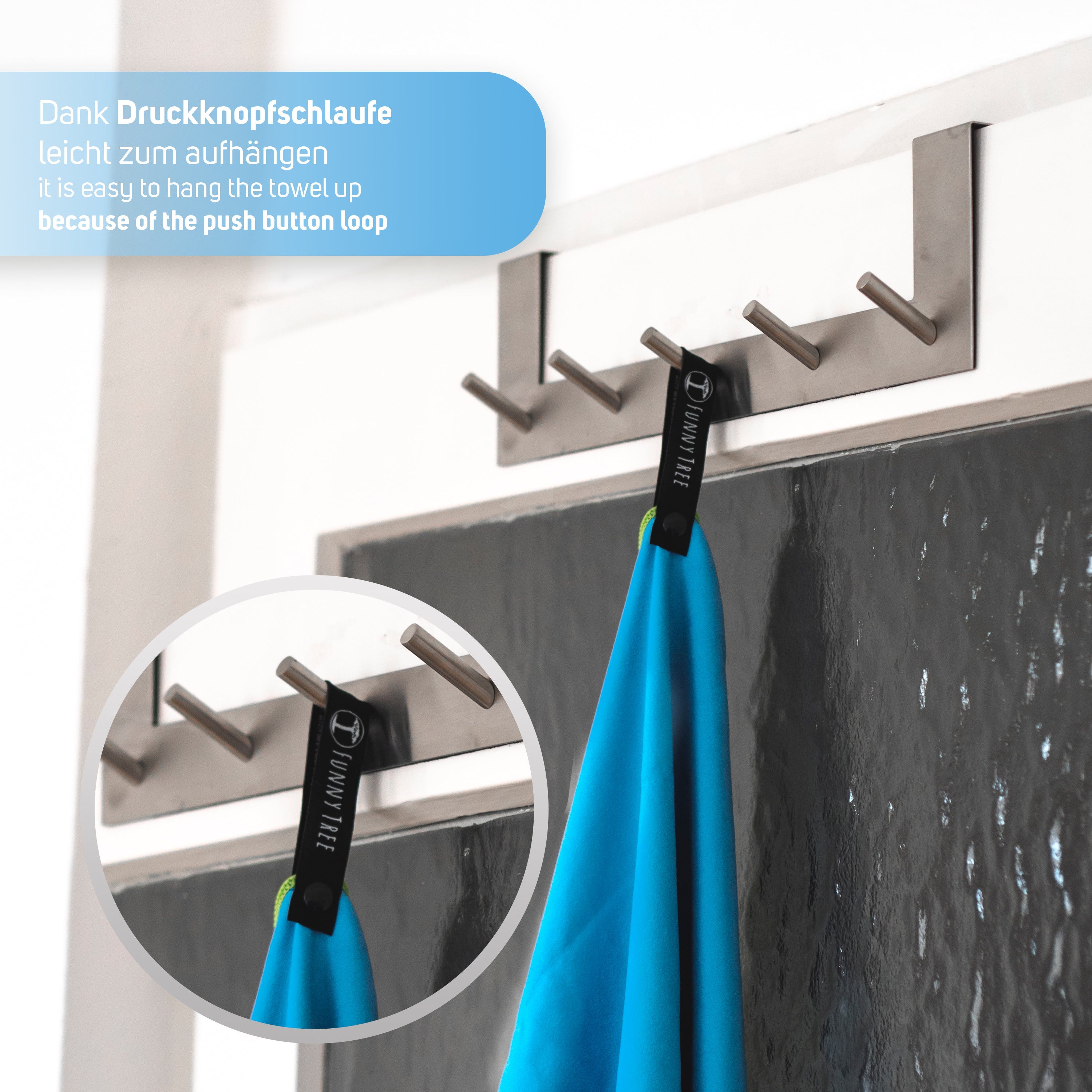 Mikrofaser Handtuch Blau 40x80 cm inkl. Meshbag
