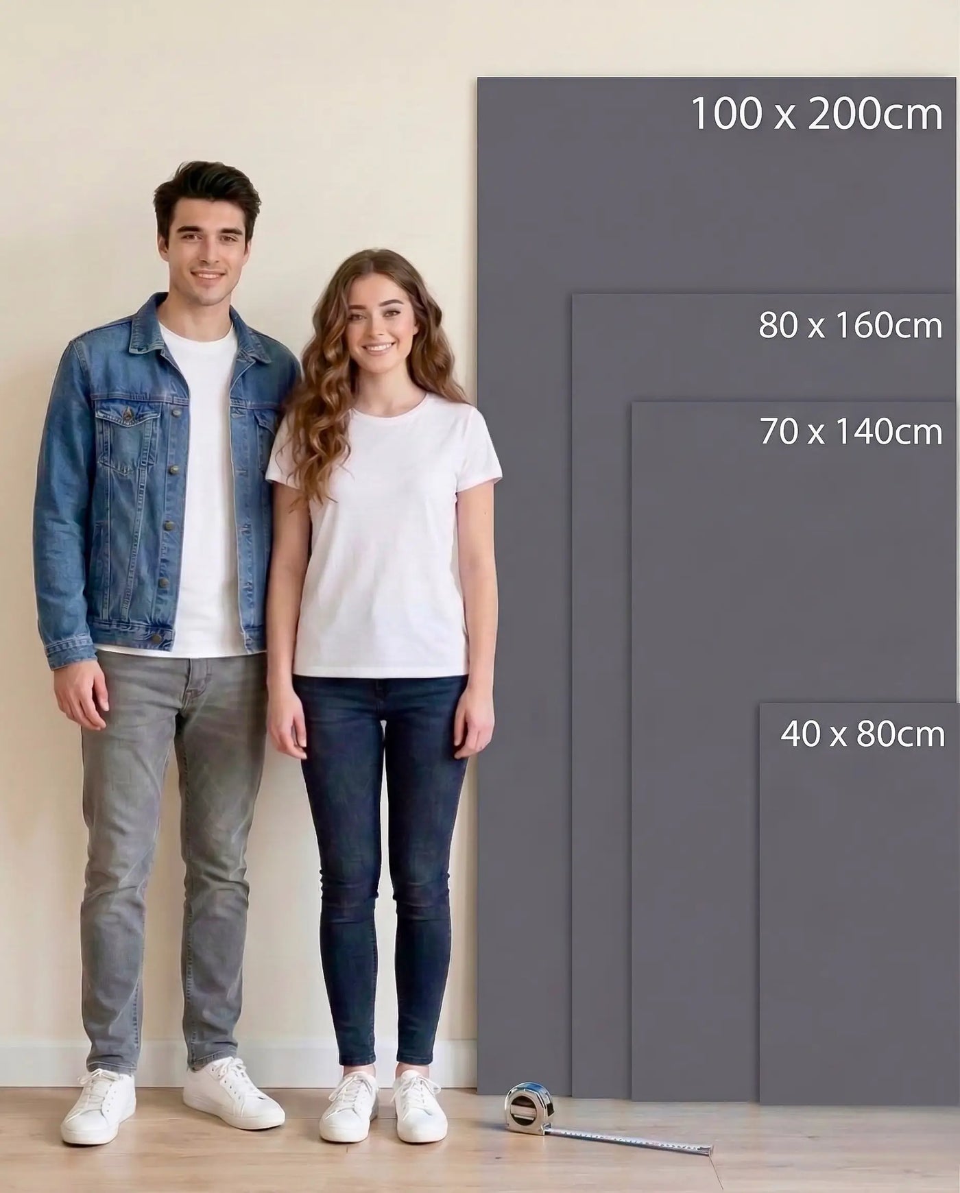 Size Guide für Nachhaltiges EcoGreen Mikrofaserhandtuch | Dunkelgrau