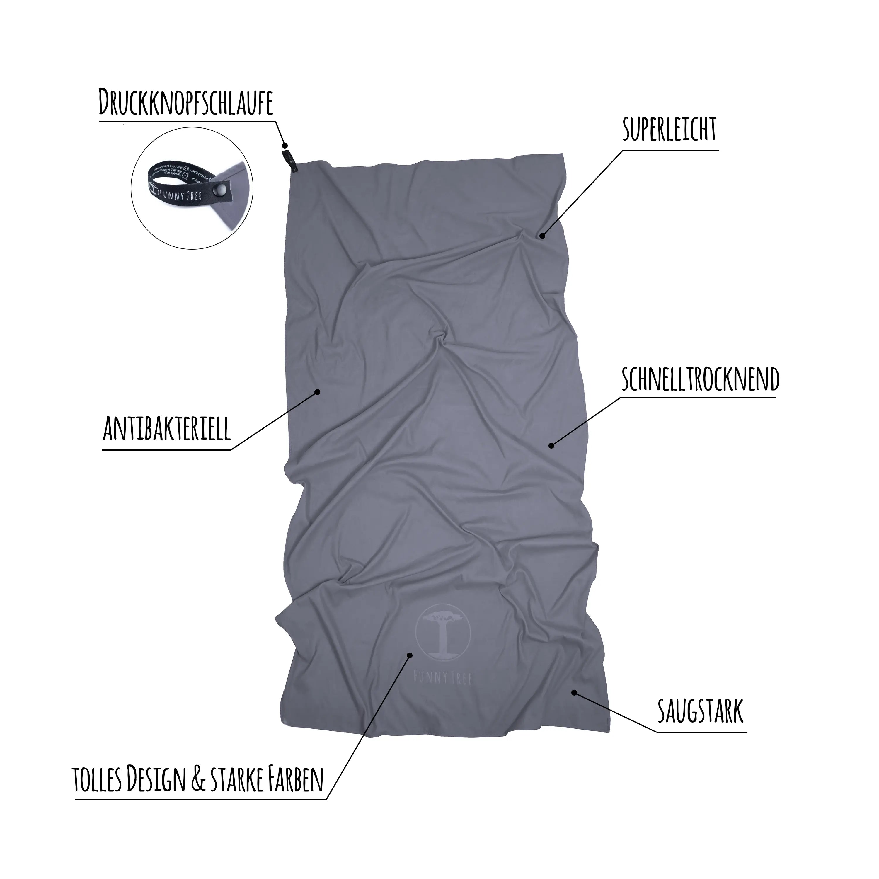 Mikrofaser Handtuch Dunkelgrau 30x50 cm – kleines Sporthandtuch im praktischen 2er Set