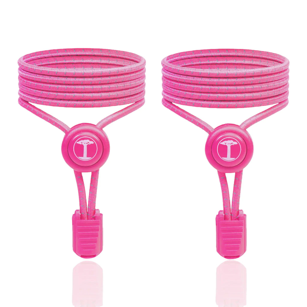 Reflektierende elastische Schnürsenkel Pink – sichtbar beim Laufen