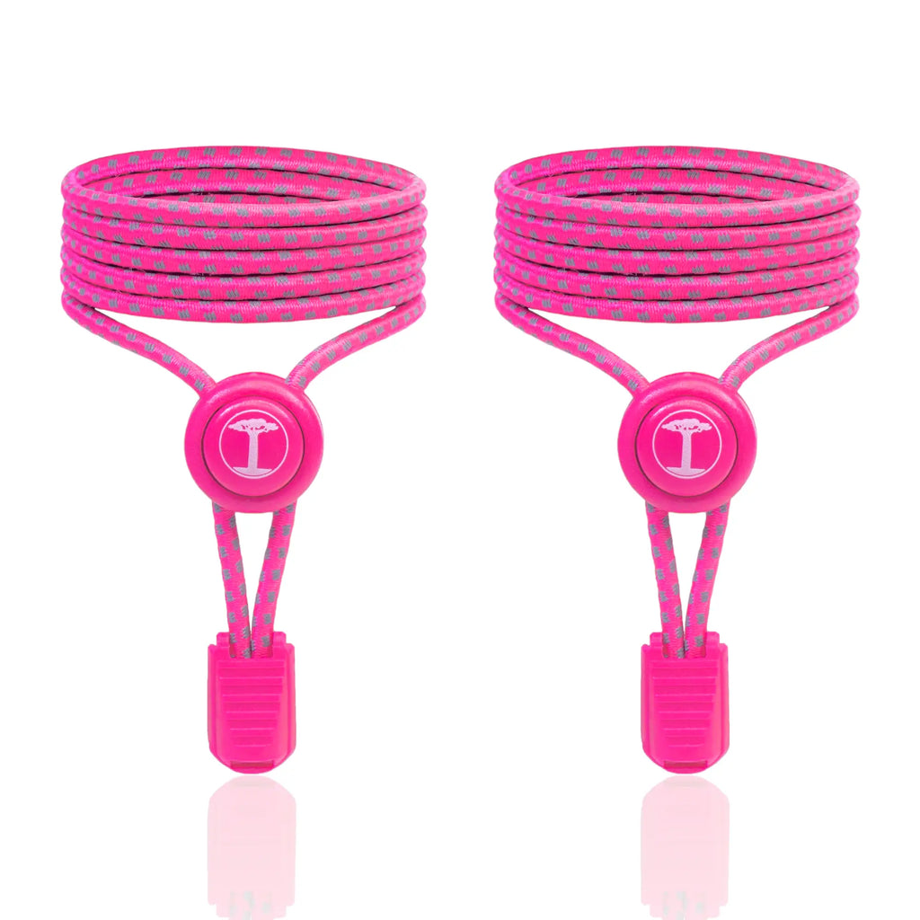 Super reflektierende Schnürsenkel Pink – elastische Schuhbänder für Läufer